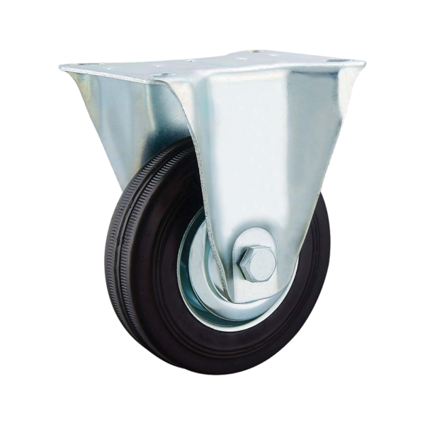 Top plate rigid Industrial rubber caster, wheel φ200, load 180Kg, Η240mm plate 135x112mm