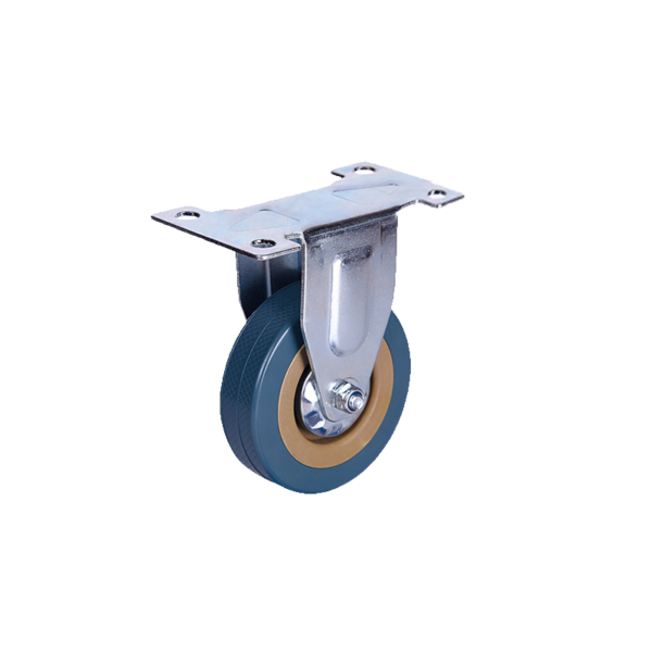 Top plate Rigid blue PVC caster , wheel φ125, load 90Kg, Η157mm plate 76x76mm