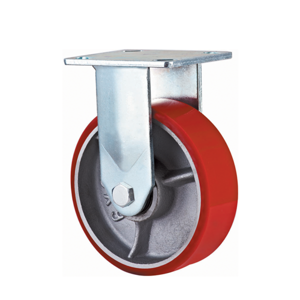 Top plate Rigid PU cast iron caster, wheel φ160, load 430Kg, Η190mm plate 113x110mm