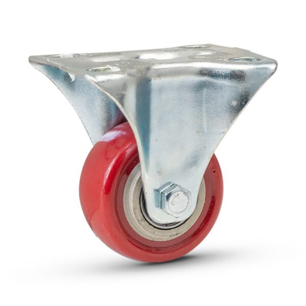Top plate rigid RED PVC caster , wheel Φ50, load 70Kg, Η62mm plate 72x55,5mm
