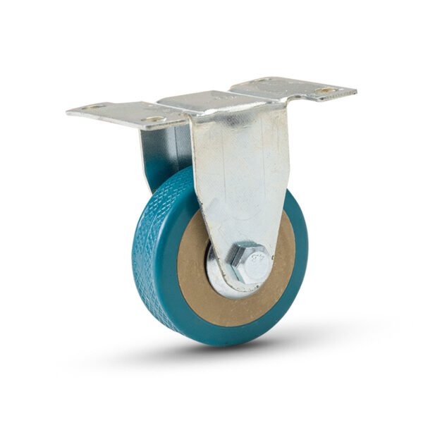 Top plate Rigid blue PVC caster , wheel Φ50, load 45Kg, Η70mm plate 65x47mm