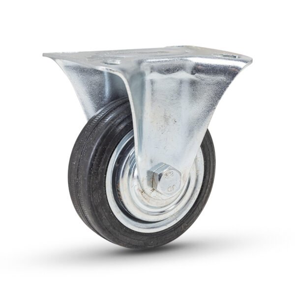 Top plate rigid Industrial rubber caster , wheel Φ75, load 85Kg, Η96mm plate 81x67mm