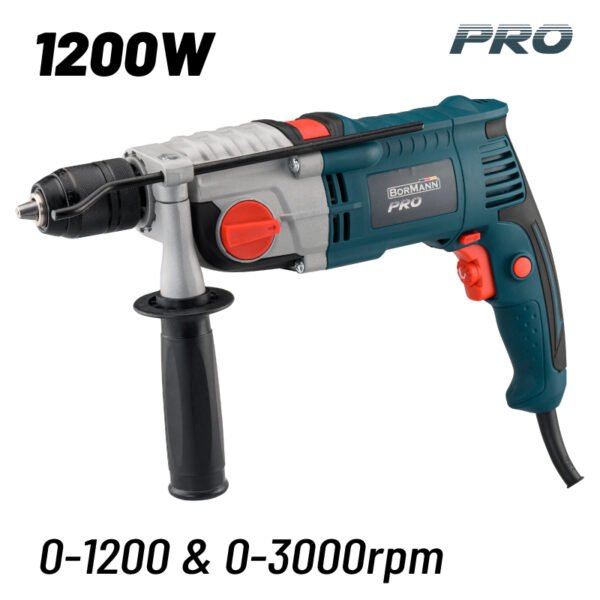 HAMMER DRILL 1200W,0-1200/0-3000rpm, KEYLESS CHUCK 13mm, DEPTH QAUGE