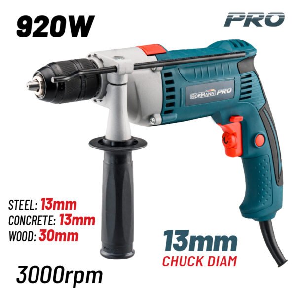 HAMMER DRILL 920W,0-3000rpm,KEYLESS CHUCK 13mm, DEPTH QAUGE