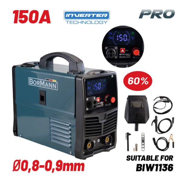 WELDING MACHINE MIG/MAG/TIG/MMA 150A, ΝΟ GAS, 450gr/1000gr, (0,8-1,0mm)