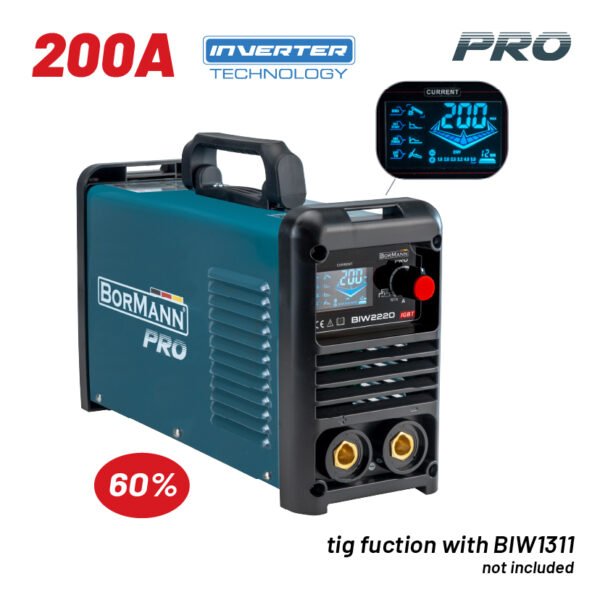 WELDING INVERTER,SYNERGIC EFFICIENCY 200A/60%, MAX. ELECTRODE 4mm, INCLUDES ACCESSORIES