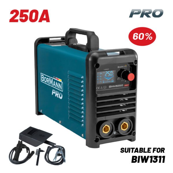 WELDING INVERTER SYNERGIC,EFFICIENCY 250A/60%,MAX. ELECTRODE 5mm, INCLUDES ACCESSORIES