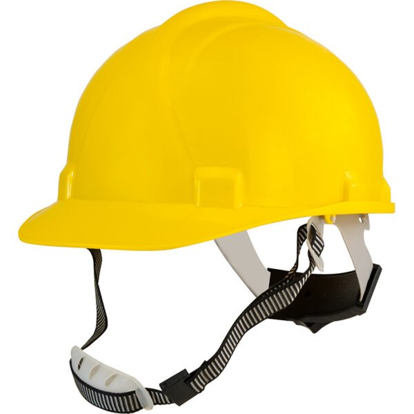 PROTECTION HELMET ABS, YELLOW, WITH 6 POINT FABRIC STRAPS