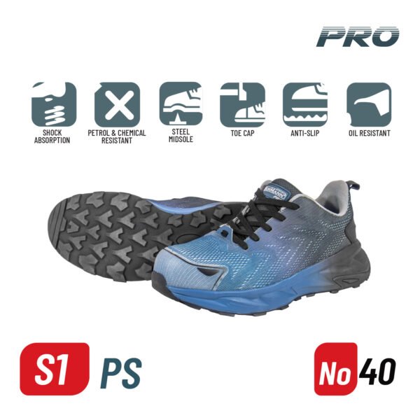 BORMANN Pro BPP8170 SAFETY SHOES S1PS, DARK GREY-BLACK, FLYKNIT-TPU, ATLANTIC, No 40