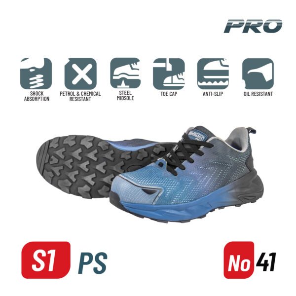 BORMANN Pro BPP8171 SAFETY SHOES S1P, DARK GREY-BLACK, FLYKNIT-TPU, ATLANTIC, No 41