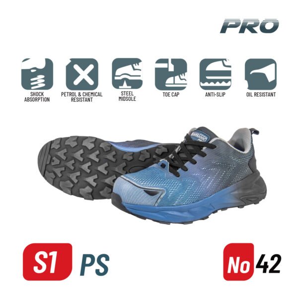 BORMANN Pro BPP8172 SAFETY SHOES S1PS, DARK GREY-BLACK, FLYKNIT-TPU, ATLANTIC, No 42