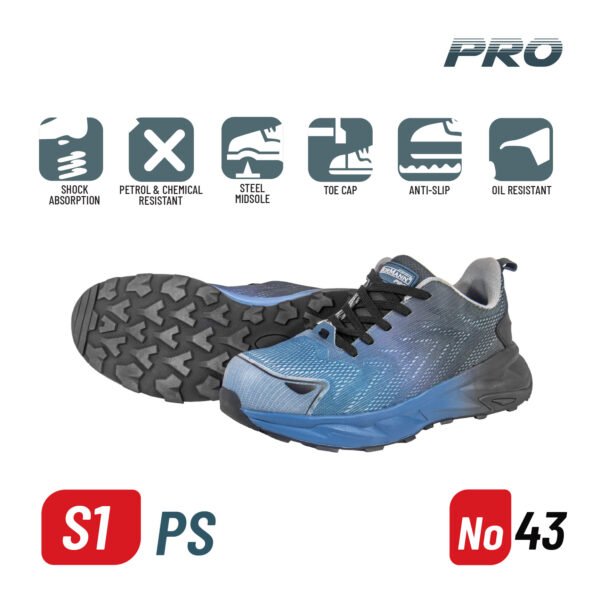 BORMANN Pro BPP8173 SAFETY SHOES S1PS, DARK GREY-BLACK, FLYKNIT-TPU, ATLANTIC, No 43