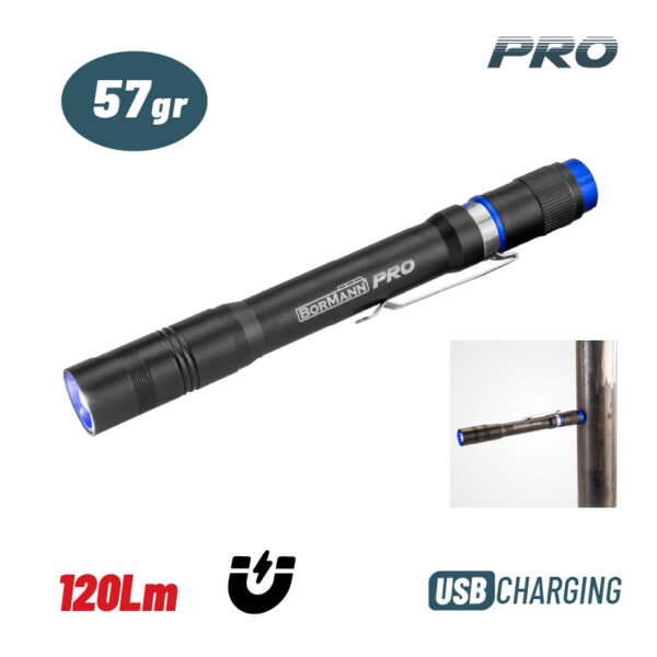 BORMANN Pro BPR6085 Φακός στυλό Επαναφορτιζόμενος 120Lm, Αδιάβροχος