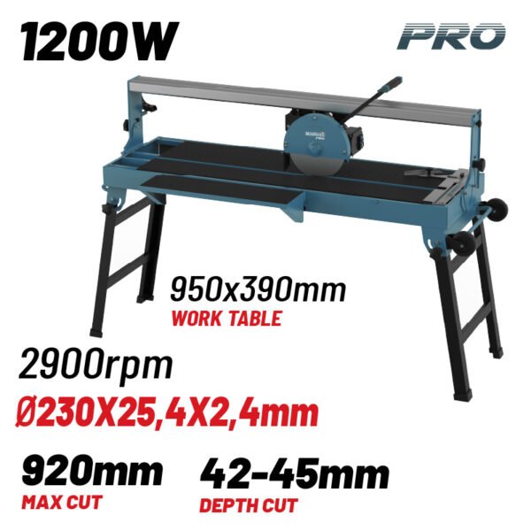ELECTRIC TILE CUTTER WITH STAND ,1200W, Φ230X25,4 , MAX CUTTING LENGTH 920MM