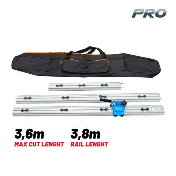 MANUAL LARGE TILE CUTTER 3,6m (2x1,5m and 1x0,8m) , ALUMINIUM RAILS , RAIL LENGTH 3.8m