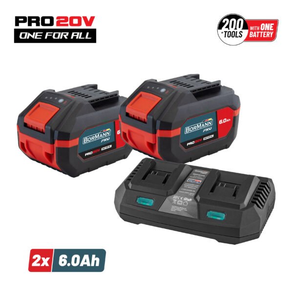 BORMANN PRO BBP9866 STARTER KIT 20V, Batteries 2x6.0Ah,DUAL FAST CHARGER,Li-Ion,4.5A