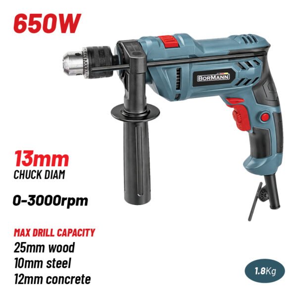 BORMANN Pro BID6510 HAMMER DRILL 650W, 0-3000rpm, CHUCK 13mm